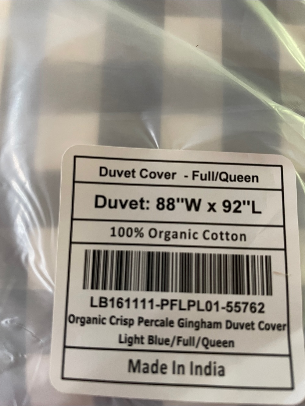 Quince Light Blue Gingham Duvet Cover